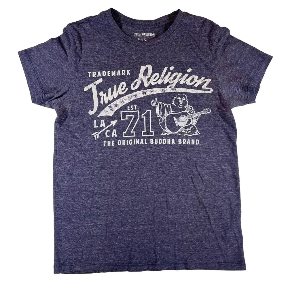 True Religion Buddha Graphic T Shirt Purple‎ Heather Short Sleeve Mens S/P